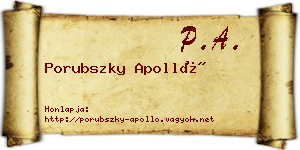 Porubszky Apolló névjegykártya